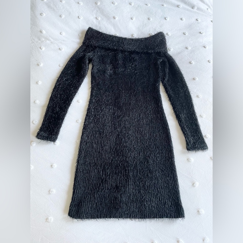 Xhilaration Off-the-Shoulder Fuzzy Sweater Dress